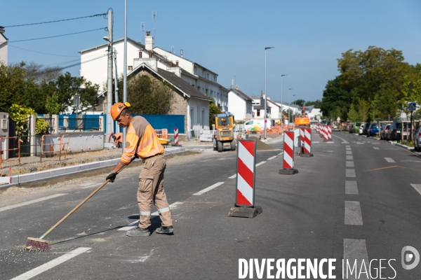 Chantier de voirie à Nantes