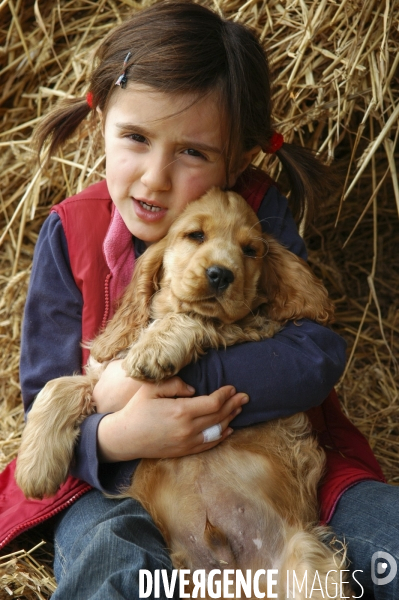 L enfant et les animaux : chien. Children and animals: dogs