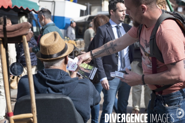 Illustrations campagne des législatives sur le marché d Yvetot en Seine-Maritime