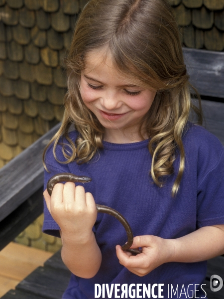 L enfant et les animaux divers et non conventionnels. The child and the various animals and unconventional.