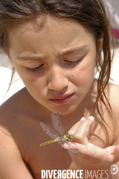 L enfant et les animaux divers et non conventionnels. The child and the various animals and unconventional.