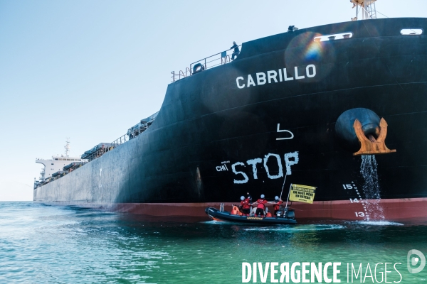 Action Greenpeace a Saint Nazaire pour lutter contre la déforestion.