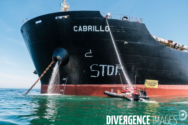 Action Greenpeace a Saint Nazaire pour lutter contre la déforestion.