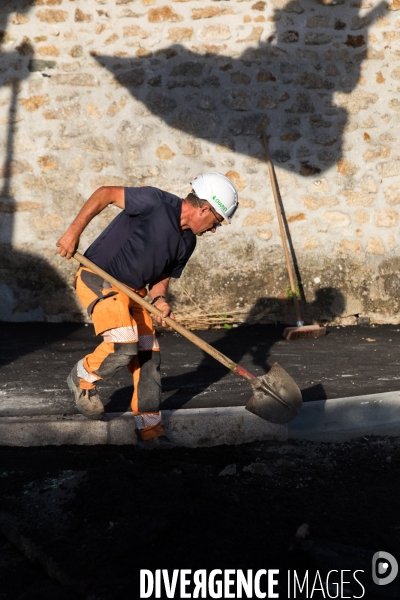 Chantier d enrobage de nuit