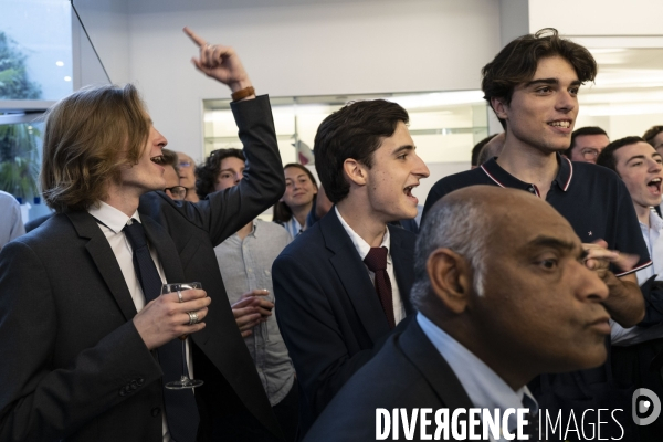 Soirée électorale du 2d tour des législatives chez Les Républicains.