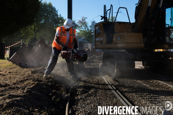 Travaux de voie ferrée de tramway