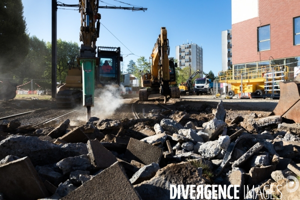 Travaux de voie ferrée de tramway