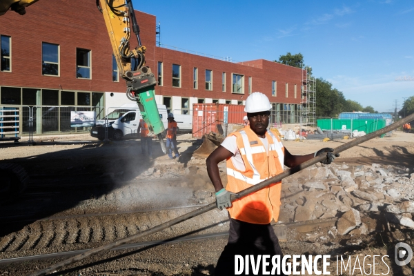 Travaux de voie ferrée de tramway