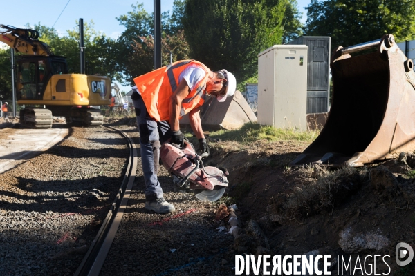 Travaux de voie ferrée de tramway