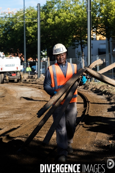 Travaux de voie ferrée de tramway