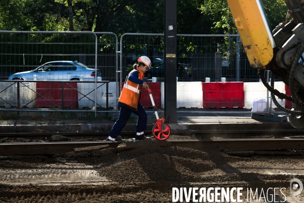 Travaux de voie ferrée de tramway