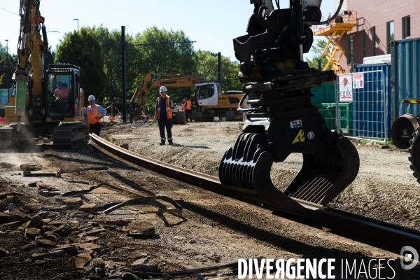 Travaux de voie ferrée de tramway