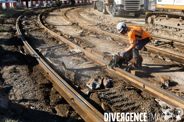 Travaux de voie ferrée de tramway