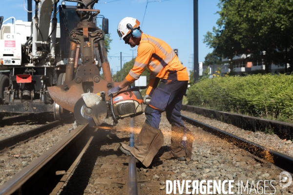 Travaux de voie ferrée de tramway