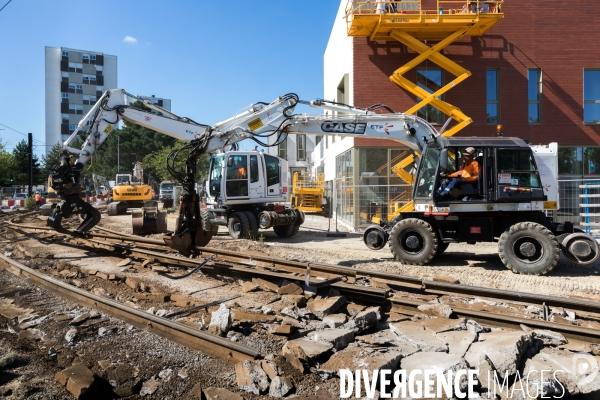 Travaux de voie ferrée de tramway