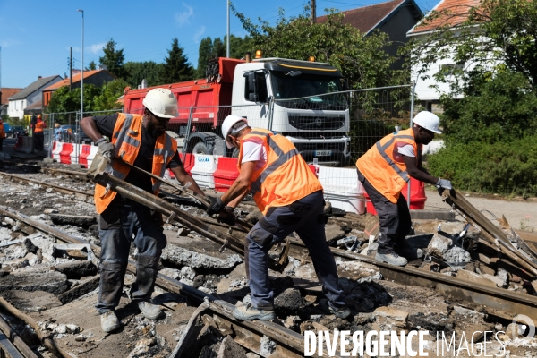 Travaux de voie ferrée de tramway