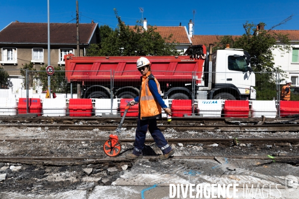 Travaux de voie ferrée de tramway