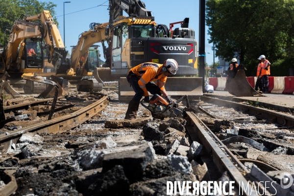 Travaux de voie ferrée de tramway