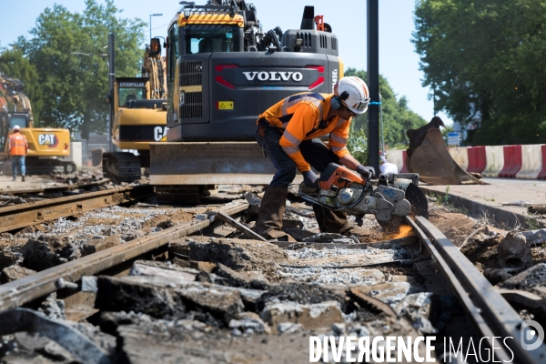 Travaux de voie ferrée de tramway