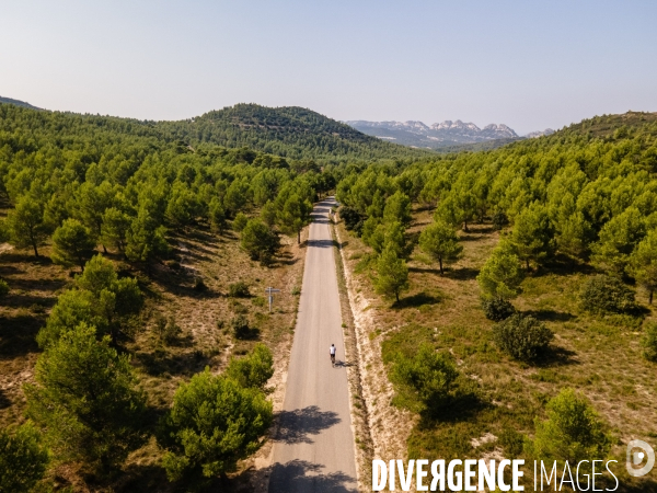 Cyclotourisme vue d un drone