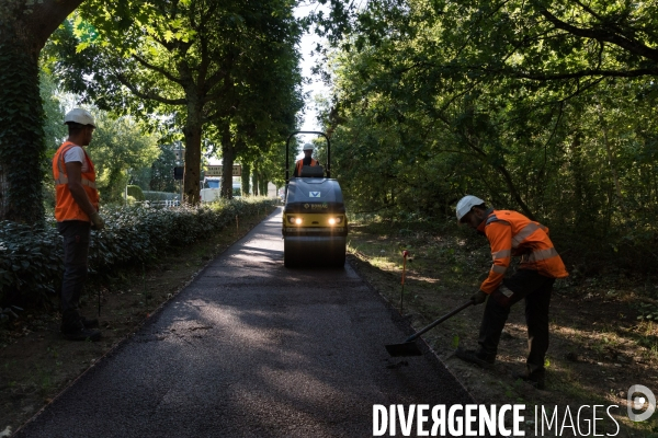 Travaux d enrobage au liant végétal