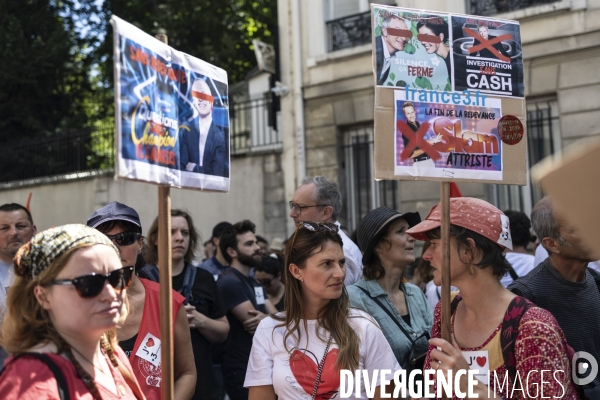 Manifestation contre la suppression de la redevance audiovisuelle