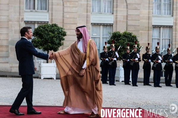 Mohammed Ben Salman prince  héritier d Arabie Saoudite reçu par Emmanuel Macron