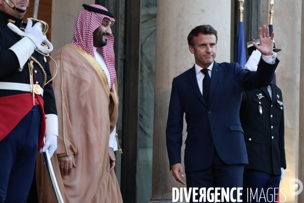 Mohammed Ben Salman prince  héritier d Arabie Saoudite reçu par Emmanuel Macron