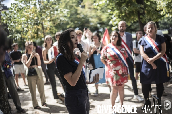 Rassemblement contre la présence deCaroline Cayeux au gouvernement