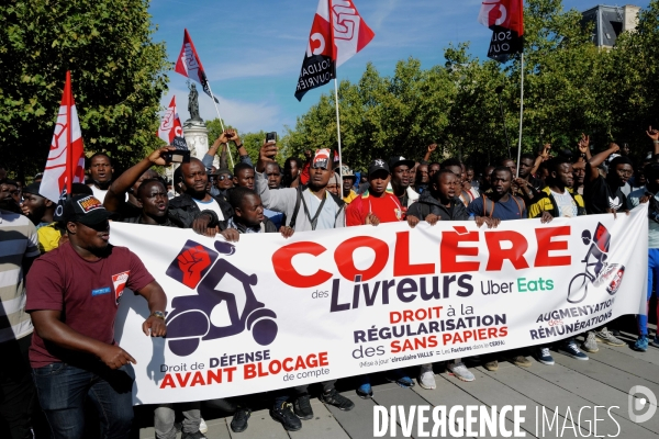 Manifestation des livreurs d Uber Eats