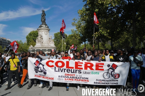 Manifestation des livreurs d Uber Eats