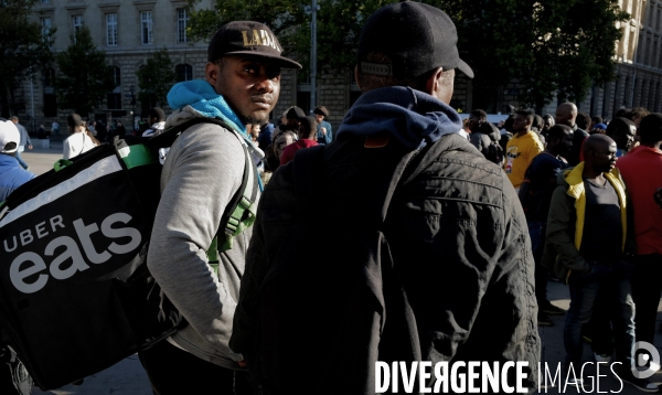 Manifestation des livreurs d Uber Eats