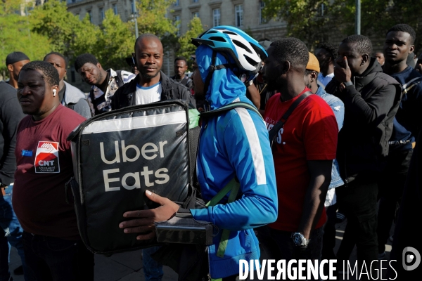 Manifestation des livreurs d Uber Eats