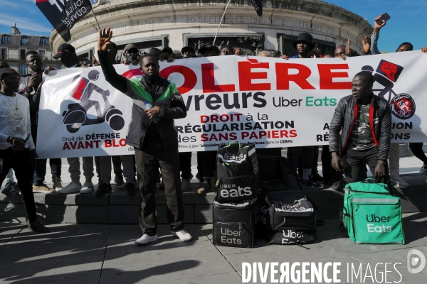 Manifestation des livreurs d Uber Eats