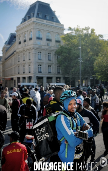 Manifestation des livreurs d Uber Eats