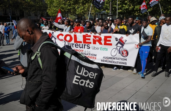 Manifestation des livreurs d Uber Eats