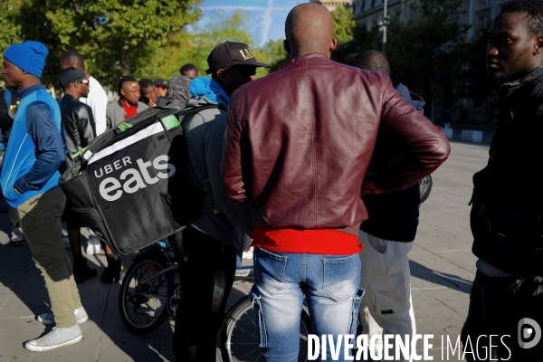 Manifestation des livreurs d Uber Eats