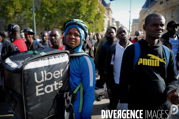 Manifestation des livreurs d Uber Eats