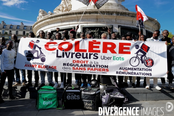 Manifestation des livreurs d Uber Eats