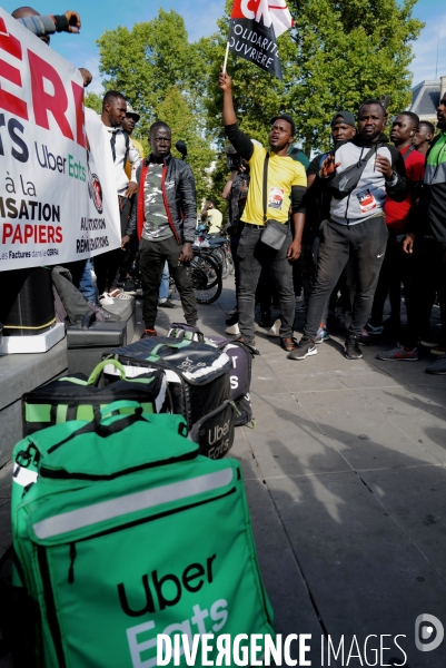 Manifestation des livreurs d Uber Eats