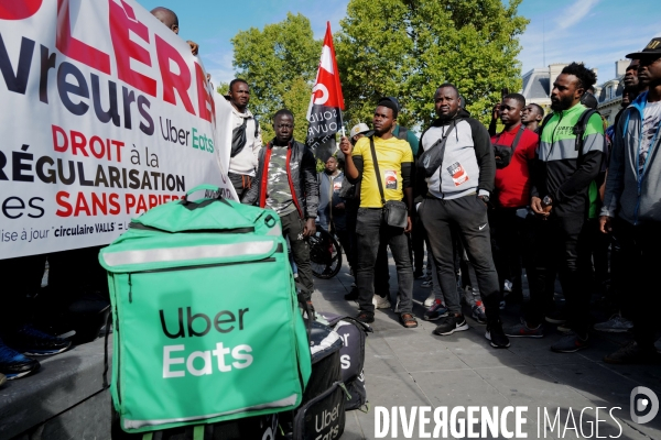 Manifestation des livreurs d Uber Eats