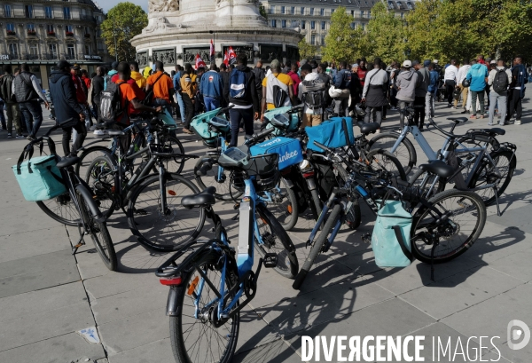 Manifestation des livreurs d Uber Eats