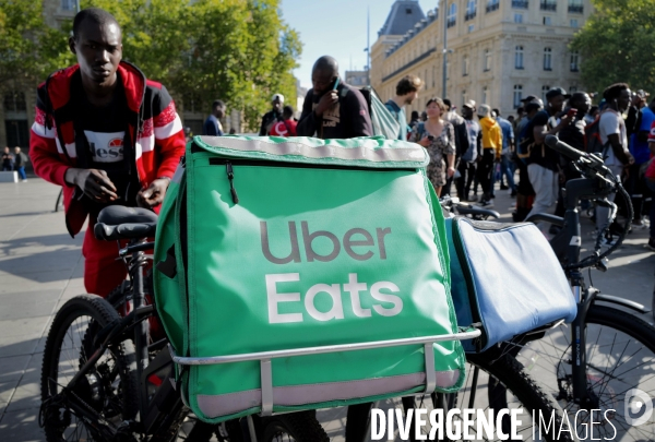 Manifestation des livreurs d Uber Eats