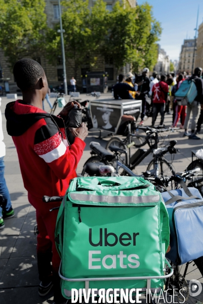 Manifestation des livreurs d Uber Eats