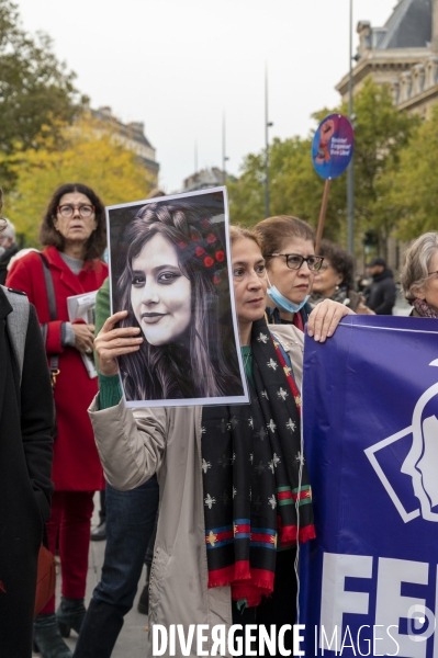 Iran la révolte. Rassemblement en hommage à Jina Mahsa Amini, et contre le pouvoir patriarcal en Iran