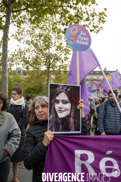 Iran la révolte. Rassemblement en hommage à Jina Mahsa Amini, et contre le pouvoir patriarcal en Iran