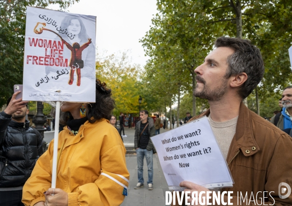 Iran la révolte. Rassemblement en hommage à Jina Mahsa Amini, et contre le pouvoir patriarcal en Iran