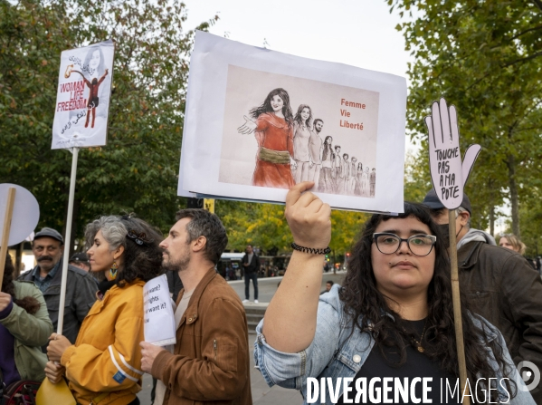 Iran la révolte. Rassemblement en hommage à Jina Mahsa Amini, et contre le pouvoir patriarcal en Iran