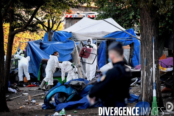 Démantèlement du campement du crack du square Forceval