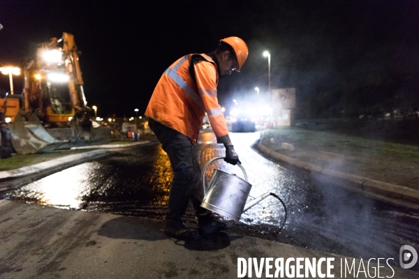 Travaux routiers de nuit